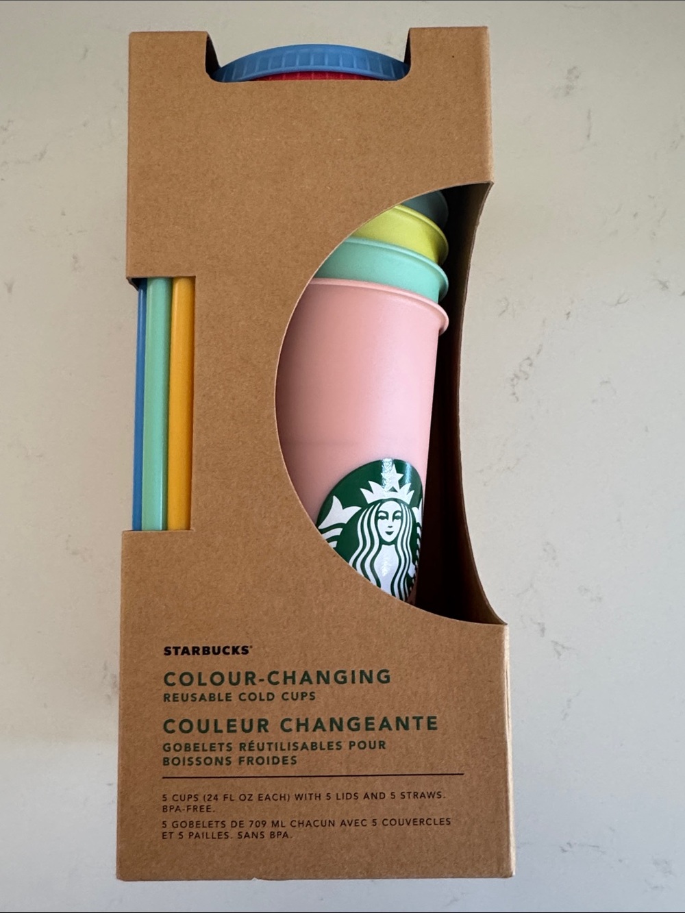 Starbucks Colour-Changing Reusable Cold Cups - Assorted Pastel Set NWT